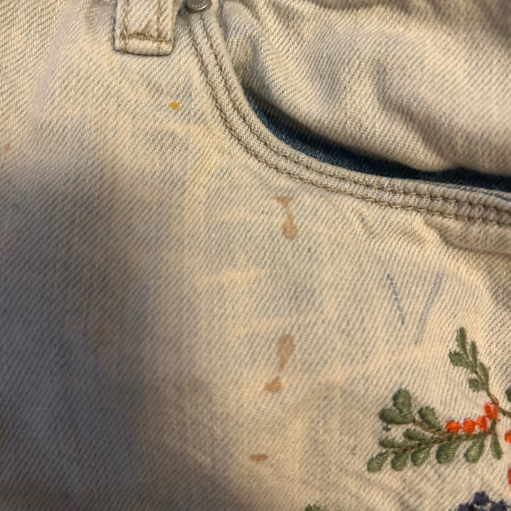 Blank NYC Light Wash Denim Jean Shorts with Multicolor Floral Embroidery - Picture 5 of 15